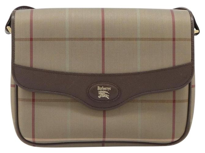 Borsa a tracolla Burberrys Nova Check Canvas Beige Gold Auth ka6035 D'oro - vista 13
