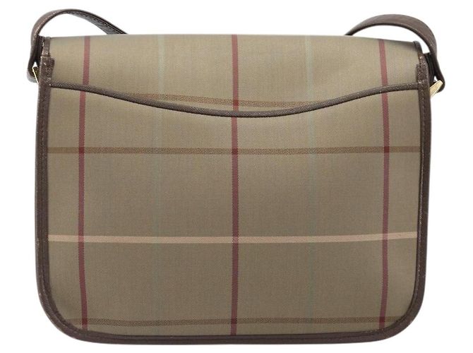 Borsa a tracolla Burberrys Nova Check Canvas Beige Gold Auth ka6035 D'oro - vista 2