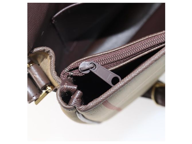 Borsa a tracolla Burberrys Nova Check Canvas Beige Gold Auth ka6035 D'oro - vista 20