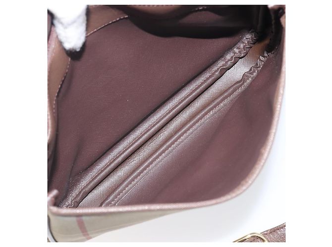 Borsa a tracolla Burberrys Nova Check Canvas Beige Gold Auth ka6035 D'oro - vista 22