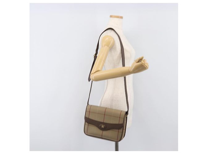Borsa a tracolla Burberrys Nova Check Canvas Beige Gold Auth ka6035 D'oro - vista 23