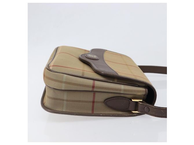 Borsa a tracolla Burberrys Nova Check Canvas Beige Gold Auth ka6035 D'oro - vista 3