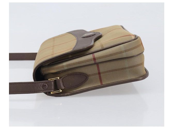 Borsa a tracolla Burberrys Nova Check Canvas Beige Gold Auth ka6035 D'oro - vista 4