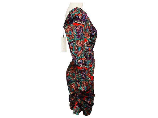 Veronica Beard Flame Red Multi Bellino Kleid Mehrfarben - Ansicht 2