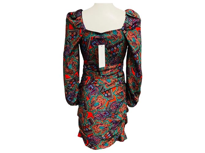 Veronica Beard Flame Red Multi Bellino Kleid Mehrfarben - Ansicht 3