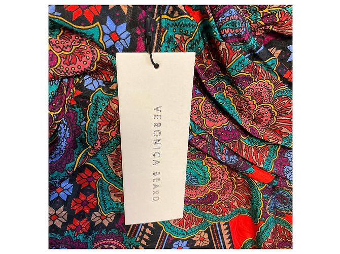 Veronica Beard Flame Red Multi Bellino Kleid Mehrfarben - Ansicht 5