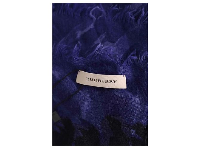Chèche Burberry in cotone blu - vista 5