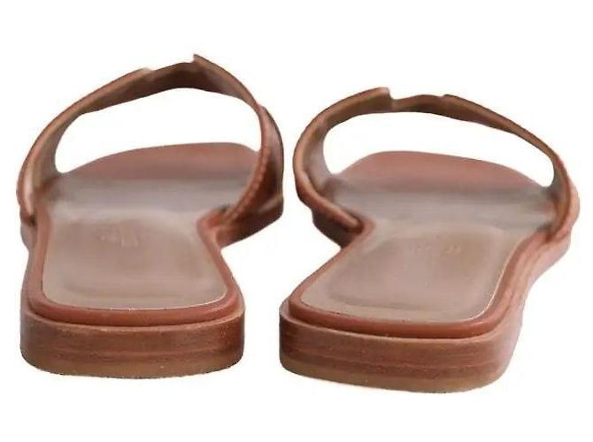 Sandali Hermès Oran in pelle marrone - vista 2