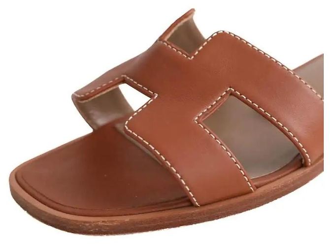 Sandali Hermès Oran in pelle marrone - vista 4