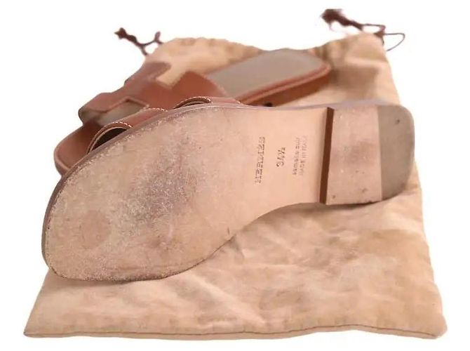 Sandali Hermès Oran in pelle marrone - vista 6