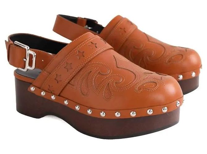 Mules Hermès Hippie in pelle camel Cammello - vista 3