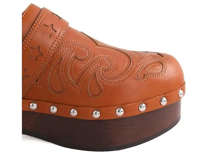 Mules Hermès Hippie in pelle camel Cammello - vista 4