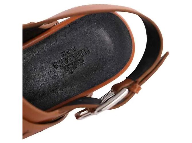 Mules Hermès Hippie in pelle camel Cammello - vista 6