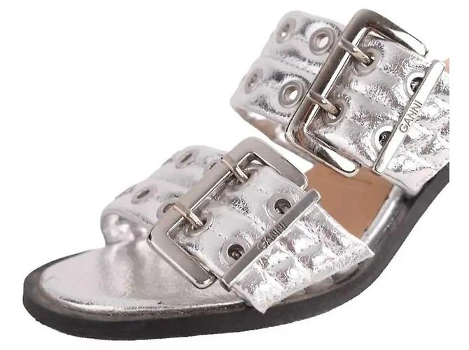 Tacchi Ganni in pelle argento - vista 4