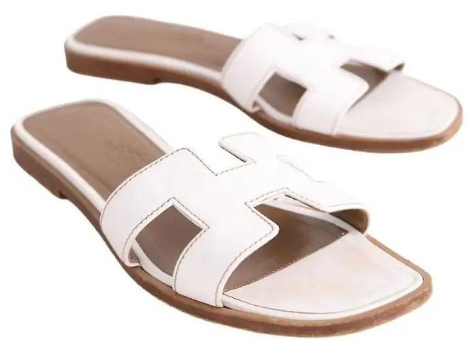Sandali Oran Hermès in pelle bianchi Bianco - vista 3