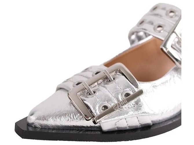 Mules Ganni in pelle argento - vista 4