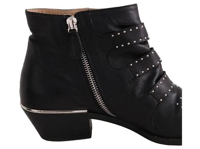 Stivaletti Chloé in pelle nera con fibbia Nero - vista 4