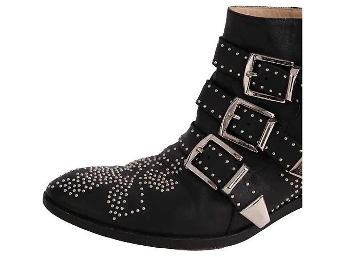 Stivaletti Chloé in pelle nera con fibbia Nero - vista 5