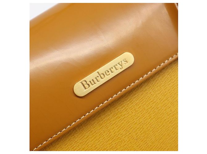 Borsa a mano Burberrys in pelle gialla tono oro Auth 199859A Giallo - vista 17