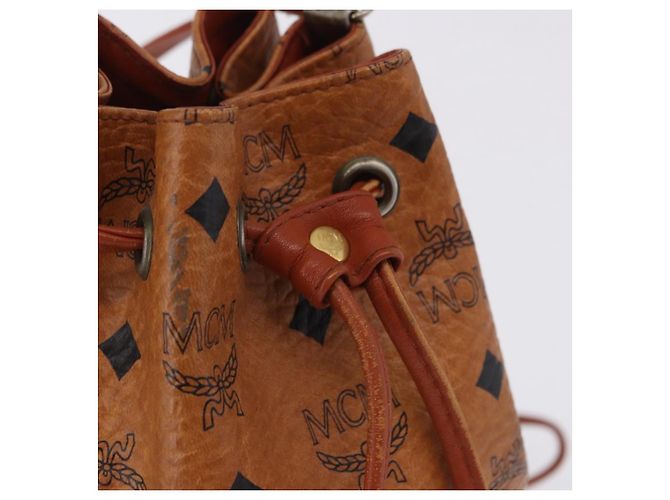 Borsa a tracolla MCM Vicetos PVC Pelle Marrone Tono Oro Auth 202272A - vista 10