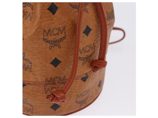 Borsa a tracolla MCM Vicetos PVC Pelle Marrone Tono Oro Auth 202272A - vista 11