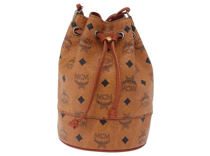 Borsa a tracolla MCM Vicetos PVC Pelle Marrone Tono Oro Auth 202272A - vista 13