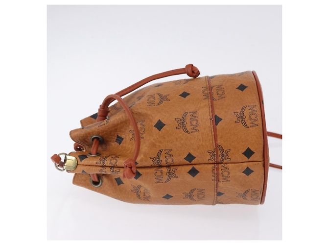 Borsa a tracolla MCM Vicetos PVC Pelle Marrone Tono Oro Auth 202272A - vista 4