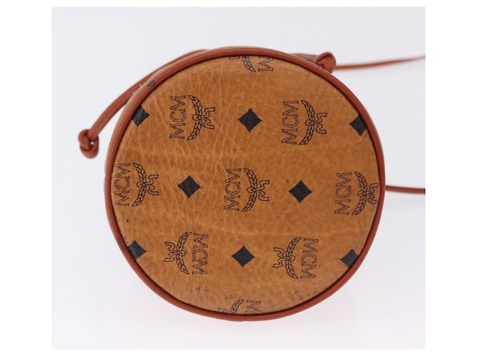 Borsa a tracolla MCM Vicetos PVC Pelle Marrone Tono Oro Auth 202272A - vista 5