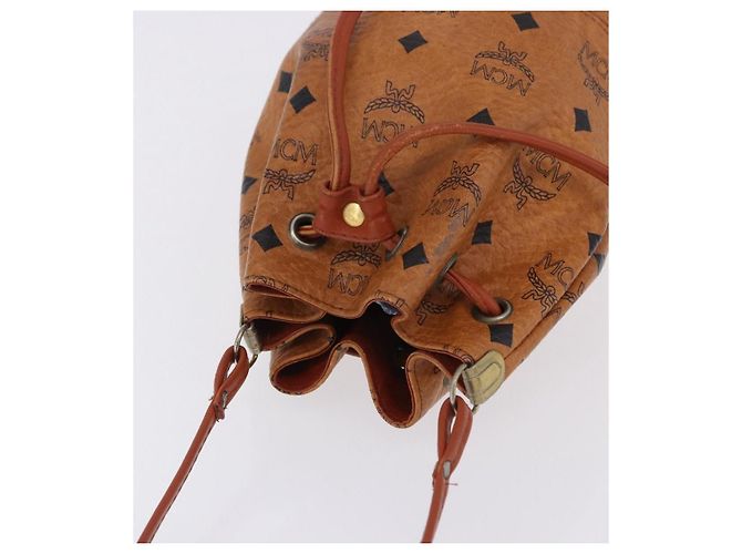 Borsa a tracolla MCM Vicetos PVC Pelle Marrone Tono Oro Auth 202272A - vista 6