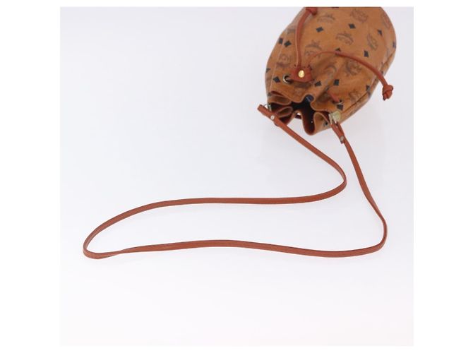 Borsa a tracolla MCM Vicetos PVC Pelle Marrone Tono Oro Auth 202272A - vista 7