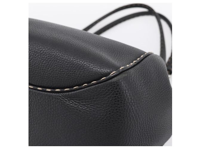 Bolso Tote FENDI Celeria de cuero negro plata Auth 200968A - vista 14