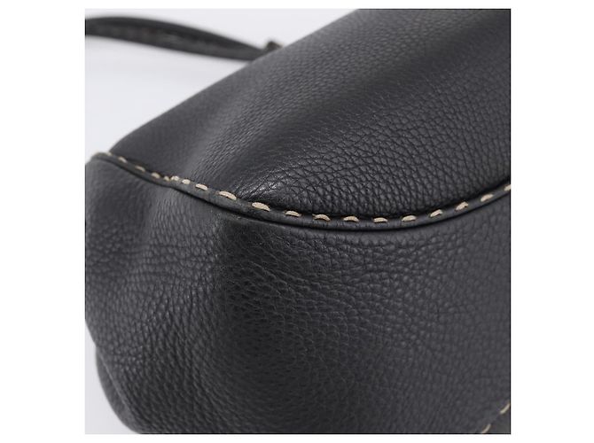 Bolso Tote FENDI Celeria de cuero negro plata Auth 200968A - vista 15
