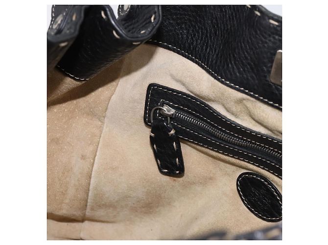 Bolso Tote FENDI Celeria de cuero negro plata Auth 200968A - vista 21