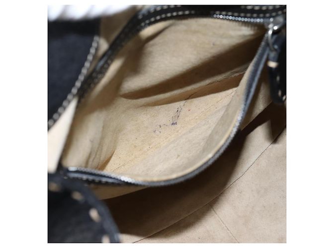 Bolso Tote FENDI Celeria de cuero negro plata Auth 200968A - vista 22