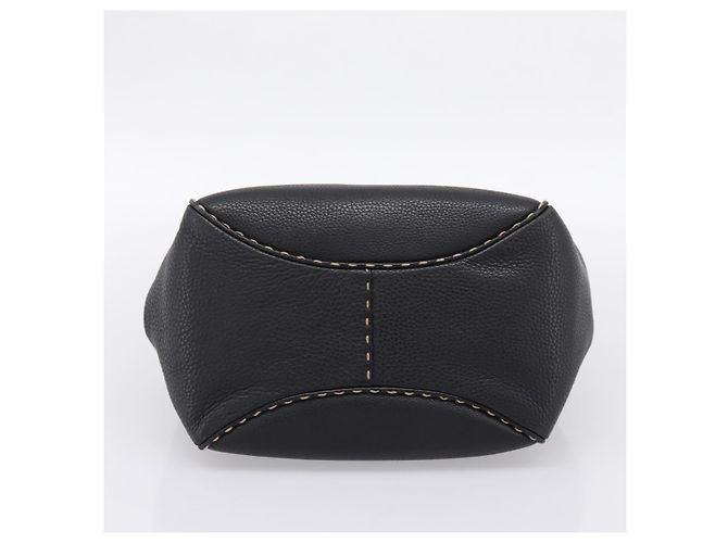 Bolso Tote FENDI Celeria de cuero negro plata Auth 200968A - vista 5