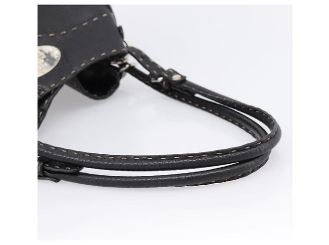 Bolso Tote FENDI Celeria de cuero negro plata Auth 200968A - vista 7