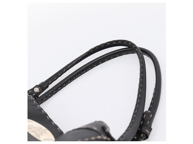 Bolso Tote FENDI Celeria de cuero negro plata Auth 200968A - vista 8