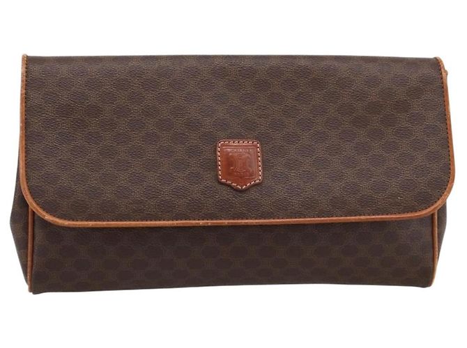 Céline Borsa a pochette CELINE Macadam Canvas PVC Leather Brown Gold Auth ka5944 Marrone D'oro - vista 13