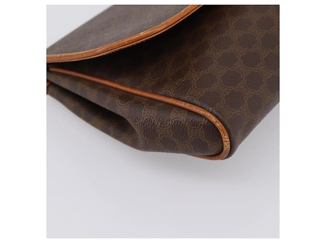Céline Borsa a pochette CELINE Macadam Canvas PVC Leather Brown Gold Auth ka5944 Marrone D'oro - vista 14