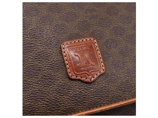 Céline Borsa a pochette CELINE Macadam Canvas PVC Leather Brown Gold Auth ka5944 Marrone D'oro - vista 17