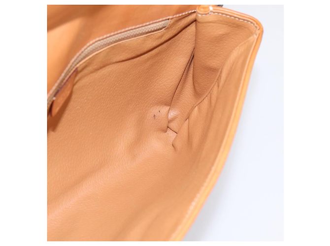 Céline Borsa a pochette CELINE Macadam Canvas PVC Leather Brown Gold Auth ka5944 Marrone D'oro - vista 18