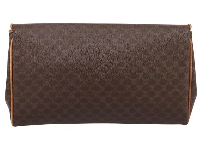 Céline Borsa a pochette CELINE Macadam Canvas PVC Leather Brown Gold Auth ka5944 Marrone D'oro - vista 2