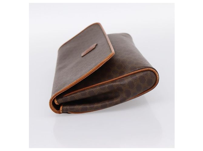Céline Borsa a pochette CELINE Macadam Canvas PVC Leather Brown Gold Auth ka5944 Marrone D'oro - vista 3