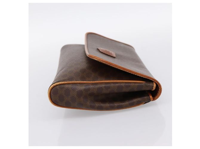 Céline Borsa a pochette CELINE Macadam Canvas PVC Leather Brown Gold Auth ka5944 Marrone D'oro - vista 4