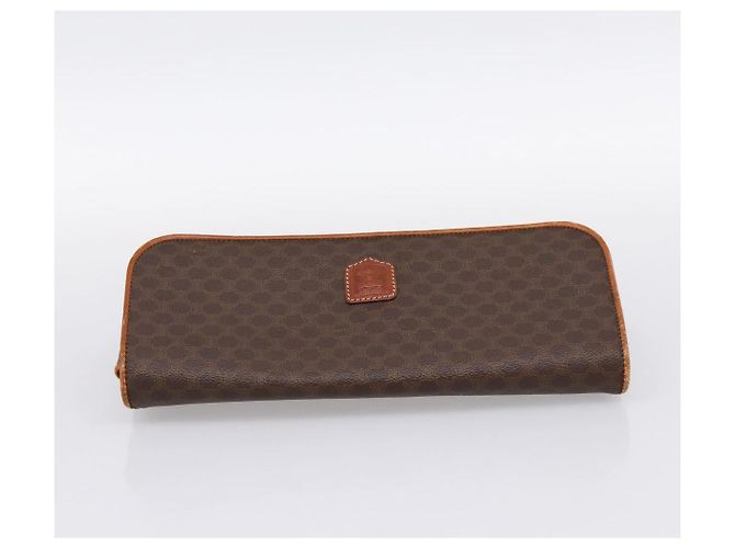 Céline Borsa a pochette CELINE Macadam Canvas PVC Leather Brown Gold Auth ka5944 Marrone D'oro - vista 5
