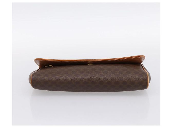 Céline Borsa a pochette CELINE Macadam Canvas PVC Leather Brown Gold Auth ka5944 Marrone D'oro - vista 6