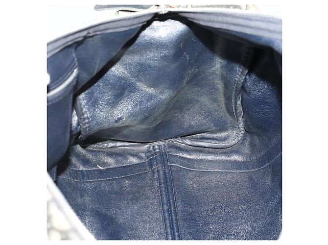 Borsa Boston Christian Dior Trotter Canvas Navy Silver Auth 199570 Argento Blu navy - vista 18