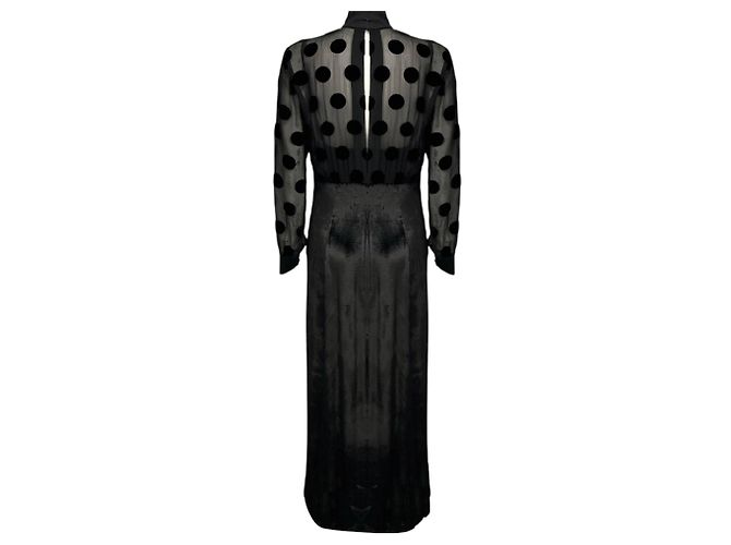 Vestido Paul Smith em chiffon de seda e veludo com padrão de bolinhas pretas Preto - vista 3