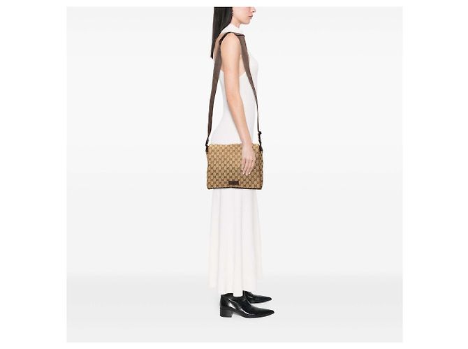 Borsa a tracolla Gucci GG Canvas beige - vista 6