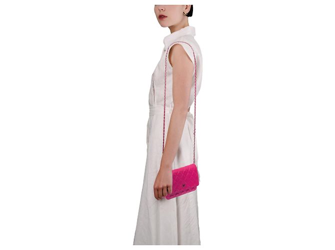 Borsa CHANEL Wallet on Chain in Pelle Rosa - 103887 - vista 13